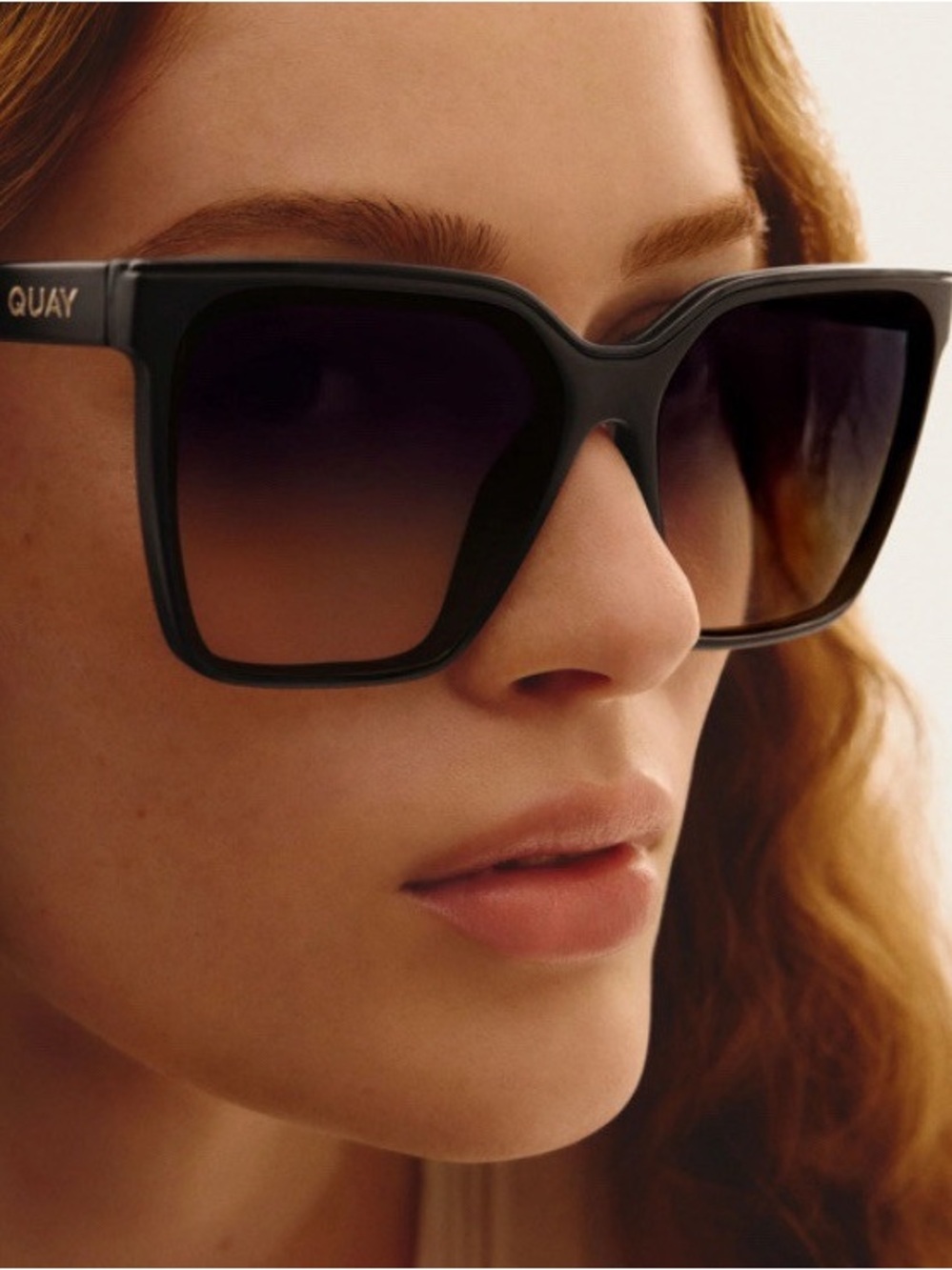 Quay “Level Up” Black Square Sunglasses with Brown Gradient Lenses